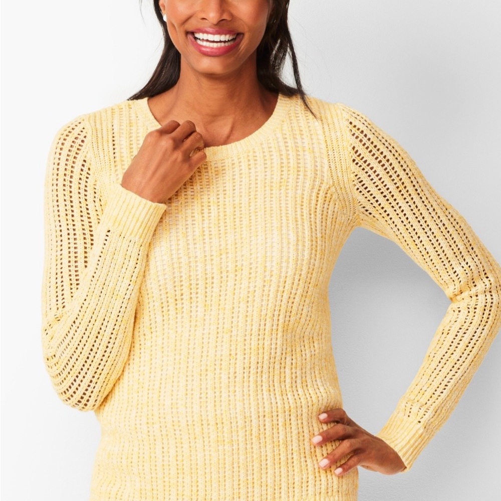 Talbots Open Stitch Sweater- Space Dye Yellow